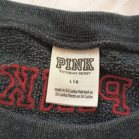 Pink Victoria's Secret GO BUCKS Sweatshirt Oversized Cropped Cotton Bland L Gray - Picture 6 of 14